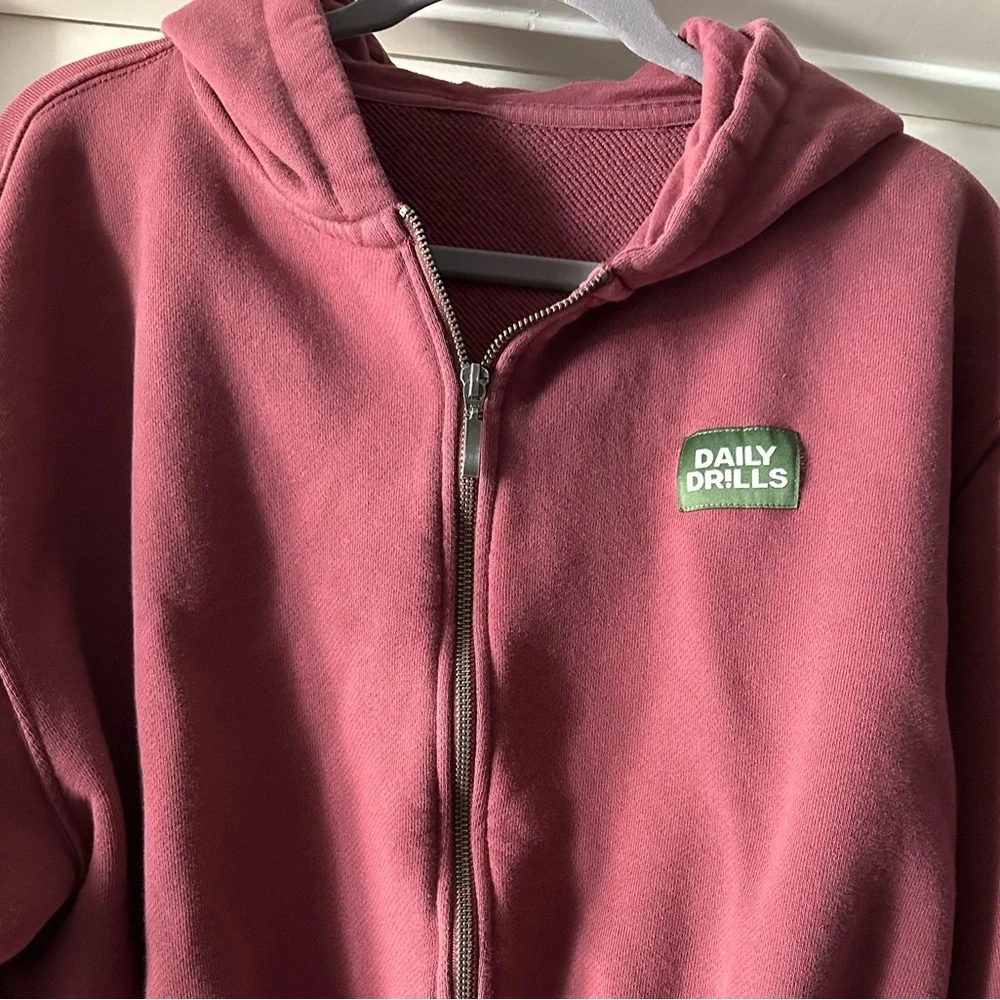 Daily Drills Heavyweight Double Zip Hoodie - Wine - size M/L - Picture 6 of 7